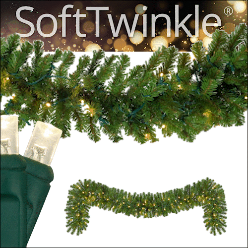 Sequoia Fir Prelit Commercial LED Holiday Garland, 100 Warm White SoftTwinkle Lights