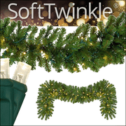 Sequoia Fir Prelit Commercial LED Holiday Garland, 100 Warm White SoftTwinkle Lights