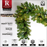 Sequoia Fir Prelit Commercial LED Holiday Garland, 100 Warm White SoftTwinkle Lights