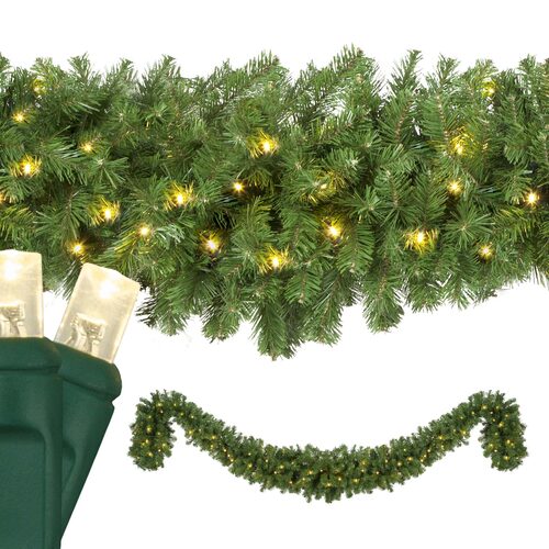 Olympia Pine Prelit Commercial LED Swag Holiday Garland, Warm White Lights