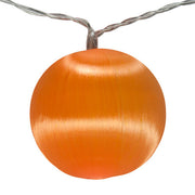 Battery Operated Orange Ball Ornament Light Set, 10 Amber LED Lights