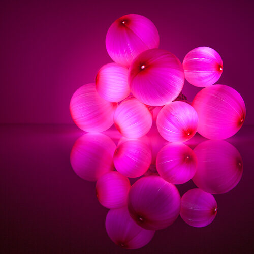 Battery Operated Pink Ball Ornament Light Set, 10 Pink LED Lights