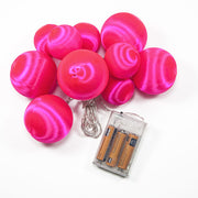 Battery Operated Pink Ball Ornament Light Set, 10 Pink LED Lights