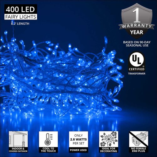 Blue LED Fairy Lights, Silver Wire