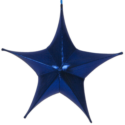 Blue Metallic Unlit Fold Flat Commercial Star