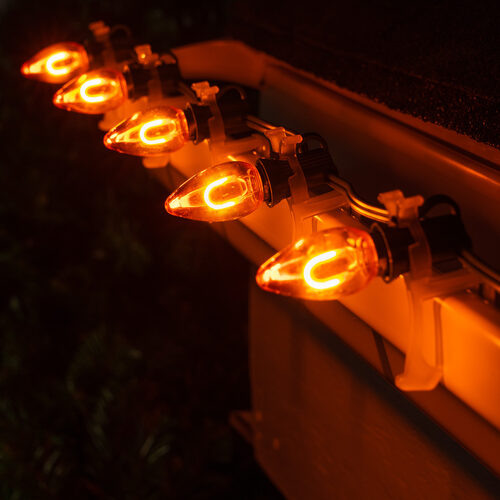 C7 Amber FlexFilament Shatterproof Vintage Commercial LED Christmas Lights, Lights