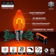 C7 Amber FlexFilament Shatterproof Vintage Commercial LED Christmas Lights, Lights