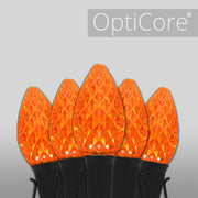 C7 Amber OptiCore Commercial LED Halloween Lights, 50 Lights, 50'