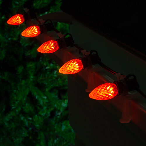C7 Amber OptiCore Commercial LED Halloween Lights, 50 Lights, 50'