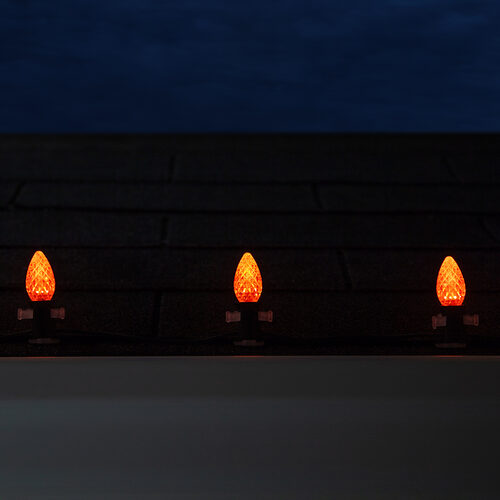 C7 Amber OptiCore Commercial LED Halloween Lights, 50 Lights, 50'