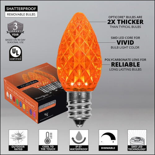 C7 Amber OptiCore® LED Bulbs