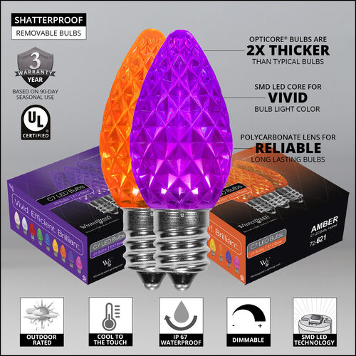 C7 Amber / Purple OptiCore Commercial LED Halloween Lights, Lights