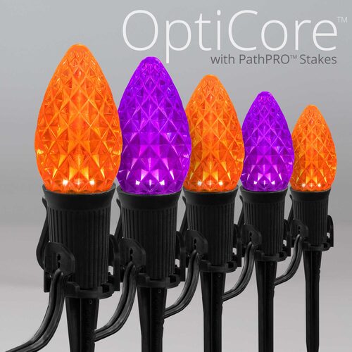 C7 Amber / Purple OptiCore Halloween Pathway Lights, Lights, PathPRO TM Stakes