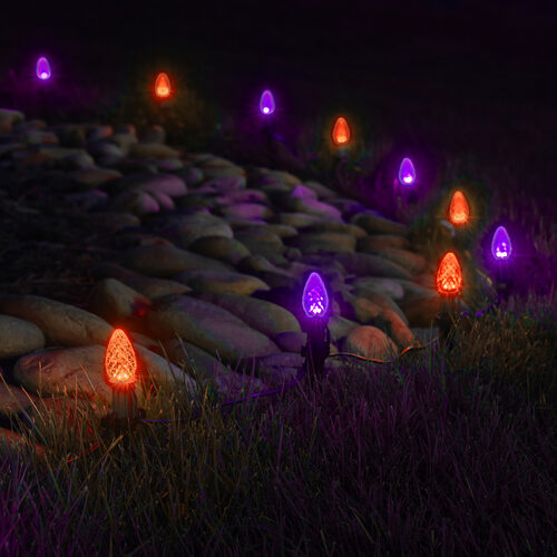 C7 Amber / Purple OptiCore Halloween Pathway Lights, Lights, PathPRO TM Stakes