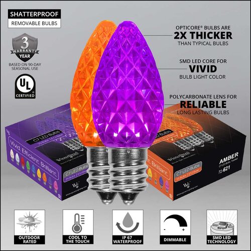 C7 Amber / Purple OptiCore Halloween Pathway Lights, Lights, PathPRO TM Stakes