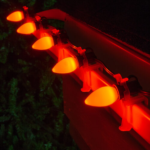 C7 Amber Smooth OptiCore Commercial LED Halloween Lights, Lights