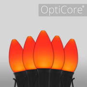 C7 Amber Smooth OptiCore Commercial LED Halloween Lights, 50 Lights, 50'