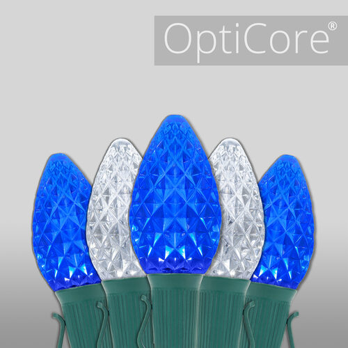 C7 Blue / Cool White OptiCore Commercial LED Christmas Lights, Lights