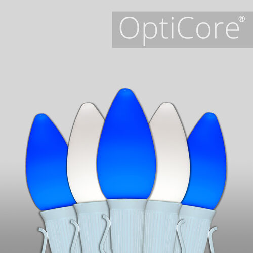 C7 Blue / Cool White Smooth OptiCore Commercial LED Christmas Lights, Lights