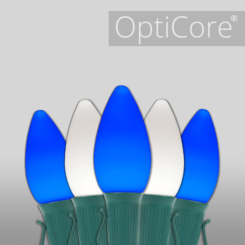 C7 Blue / Cool White Smooth OptiCore Commercial LED Christmas Lights, Lights