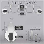 C7 Blue / Cool White Smooth OptiCore Commercial LED Christmas Lights, Lights