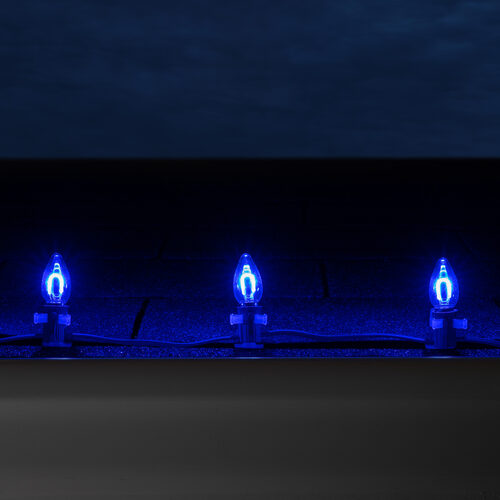 C7 Blue FlexFilament Shatterproof Vintage Commercial LED Christmas Lights, Lights