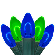 C7 Blue / Green FlexFilament Shatterproof Vintage Commercial LED Christmas Lights, Lights