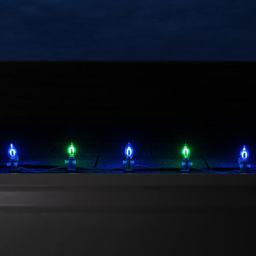 C7 Blue / Green FlexFilament Shatterproof Vintage Commercial LED Christmas Lights, Lights