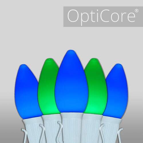 C7 Blue / Green Smooth OptiCore Commercial LED Christmas Lights, Lights