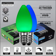 C7 Blue / Green Smooth OptiCore Commercial LED Christmas Lights, Lights