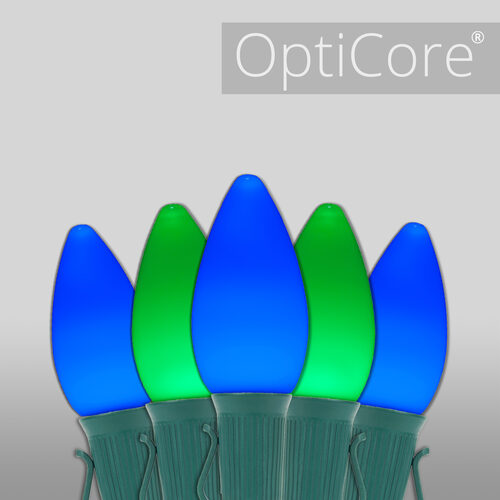 C7 Blue / Green Smooth OptiCore Commercial LED Christmas Lights, Lights