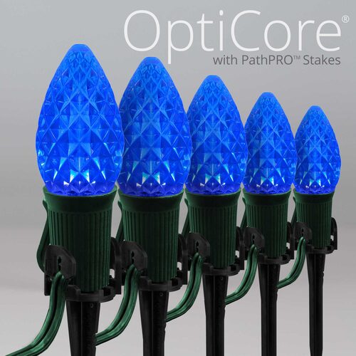 C7 Blue OptiCore Christmas Pathway Lights, Lights, PathPRO TM Stakes