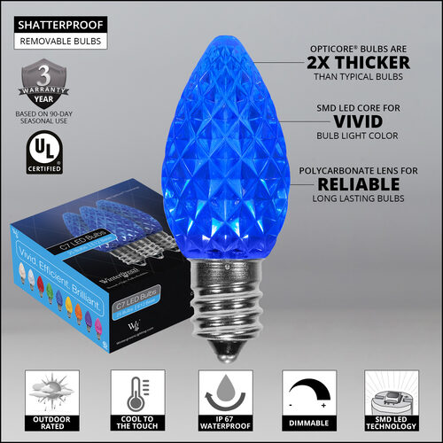 C7 Blue OptiCore Commercial LED Christmas Lights, Lights