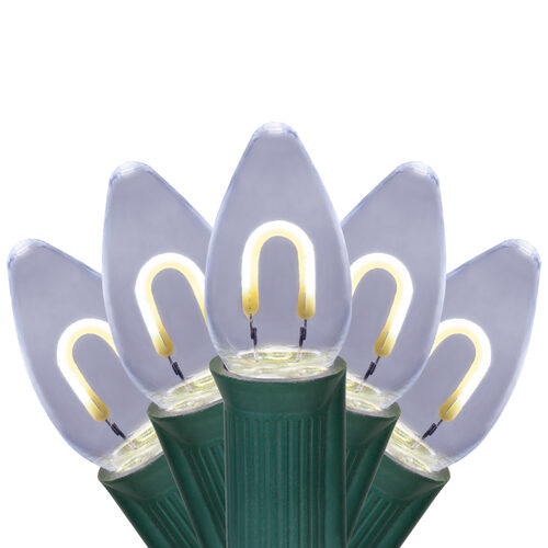 C7 Cool White FlexFilament Shatterproof Vintage Commercial LED Christmas Lights, Lights