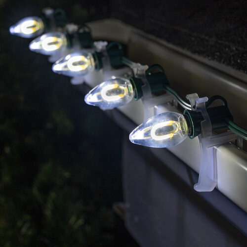 C7 Cool White FlexFilament Shatterproof Vintage Commercial LED Christmas Lights, Lights
