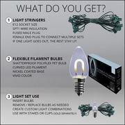 C7 Cool White FlexFilament Shatterproof Vintage Commercial LED Christmas Lights, Lights