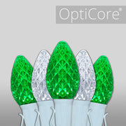 C7 Cool White / Green OptiCore Commercial LED Christmas Lights, Lights