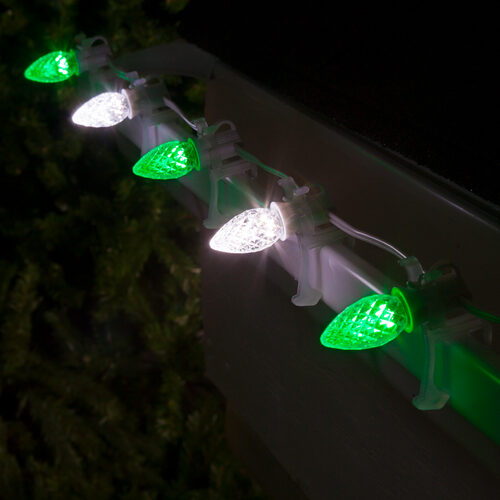 C7 Cool White / Green OptiCore Commercial LED Christmas Lights, Lights