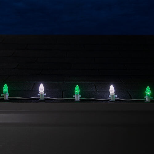 C7 Cool White / Green OptiCore Commercial LED Christmas Lights, Lights