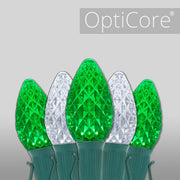 C7 Cool White / Green OptiCore Commercial LED Christmas Lights, Lights