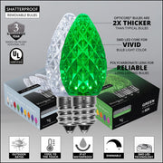 C7 Cool White / Green OptiCore Commercial LED Christmas Lights, Lights