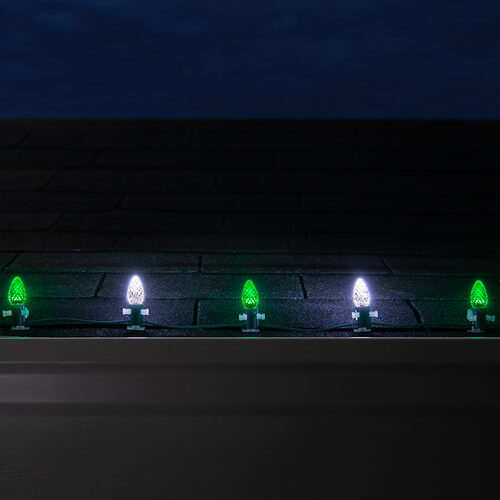 C7 Cool White / Green OptiCore Commercial LED Christmas Lights, Lights