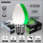 C7 Cool White / Green Smooth OptiCore Commercial LED Christmas Lights, Lights