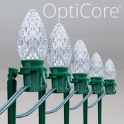 C7 Cool White OptiCore Christmas LED Pathway Lights, 100 Lights, 7.5 Inch Stakes, 100'
