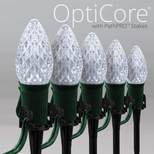 C7 Cool White OptiCore Christmas Pathway Lights, Lights, PathPRO TM Stakes