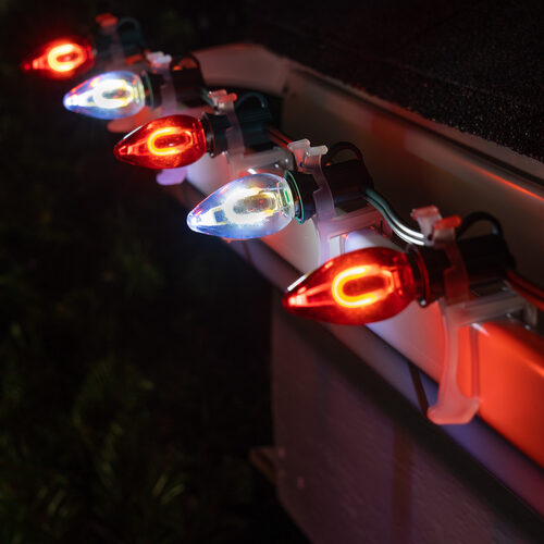 C7 Cool White / Red FlexFilament Shatterproof Vintage Commercial LED Christmas Lights, Lights