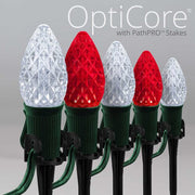 C7 Cool White / Red OptiCore Christmas Pathway Lights, Lights, PathPRO TM Stakes