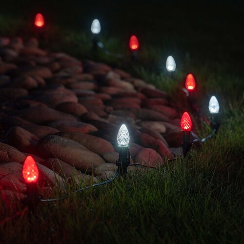 C7 Cool White / Red OptiCore Commercial LED Christmas Lights, Lights