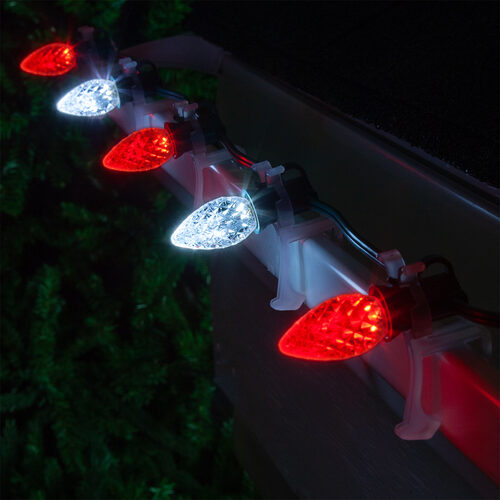 C7 Cool White / Red OptiCore Commercial LED Christmas Lights, Lights