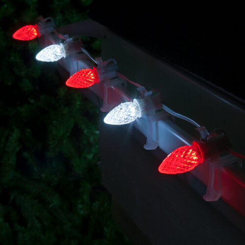 C7 Cool White / Red OptiCore Commercial LED Christmas Lights, Lights